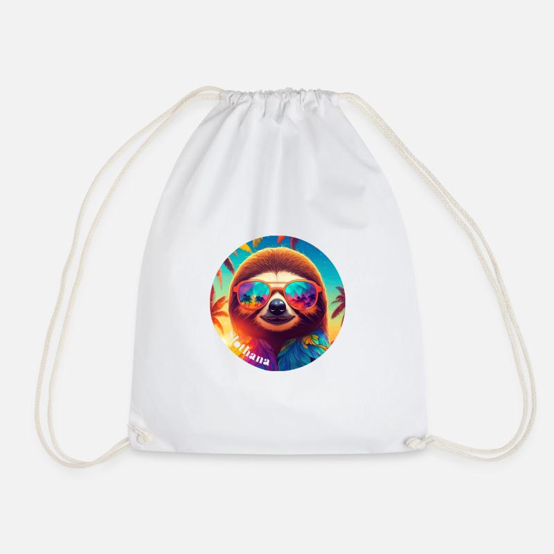 Shirt "Slothlife" - Drawstring Bag - white