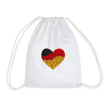Germany Hearts Fan Flag Flag - Drawstring Bag - white - Front