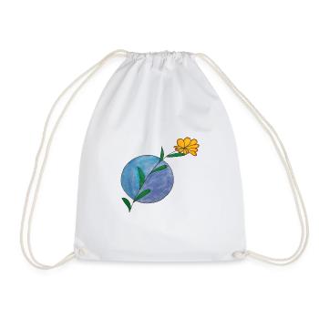 RoundFlower - Drawstring Bag - white - Front