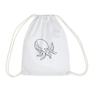 Oktopus, Tintenfisch, Geschenk, Geschenkidee - Turnbeutel - Weiß - Vorne