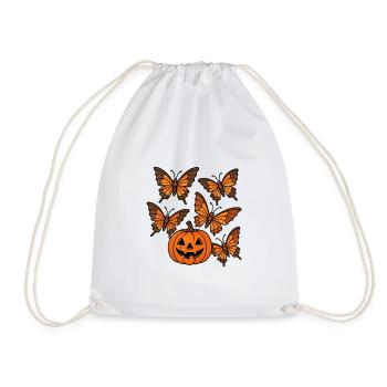 Halloween Pumpkin with Butterflies - Drawstring Bag - white - Front