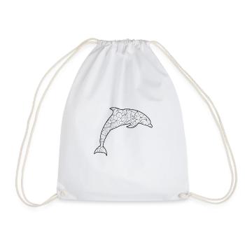 Delfin im Retro Look Dolphin - Turnbeutel - Weiß - Vorne