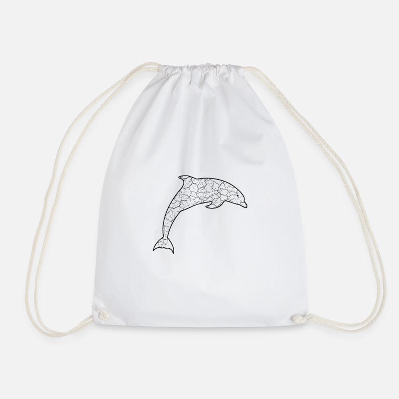 Delfin im Retro Look Dolphin - Turnbeutel - Weiß