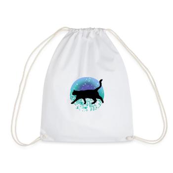 Schwarze Katze - Turnbeutel - Weiß - Vorne