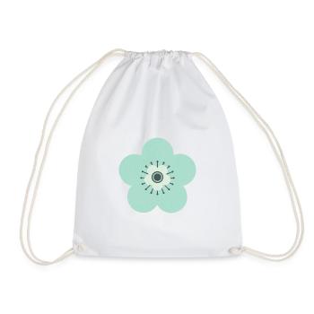 Vert menthe et fleur bleue - Sac de sport léger - blanc - Devant