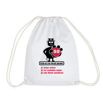 50th Birthday Shirt "Older than the allowed ..." - Drawstring Bag - white - Front