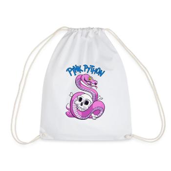 Pink Python (Blue) - Drawstring Bag - white - Front