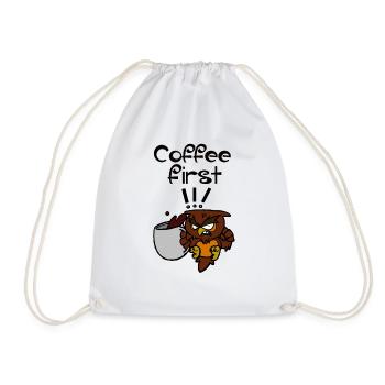 coffee first!!! - Sac de sport léger - blanc - Devant