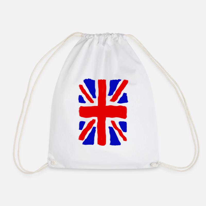 Union Jack - Drawstring Bag - white