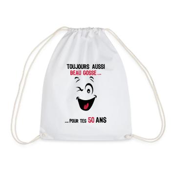 50 years still handsome for age ks - Drawstring Bag - white - Front