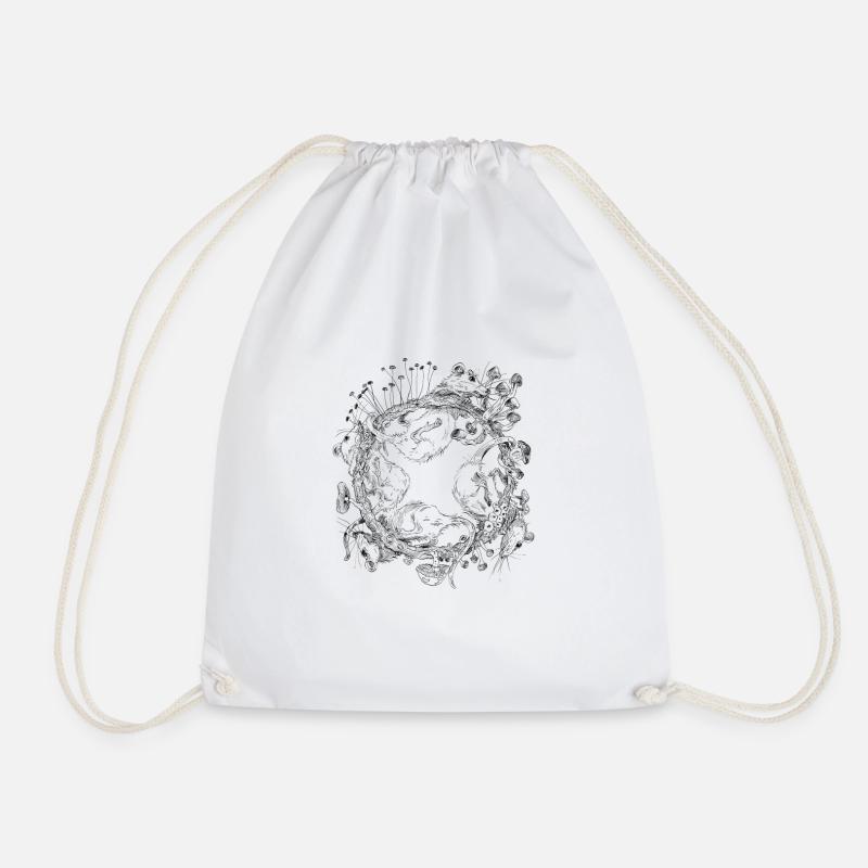 rat race / rat race / mushrooms - Drawstring Bag - white