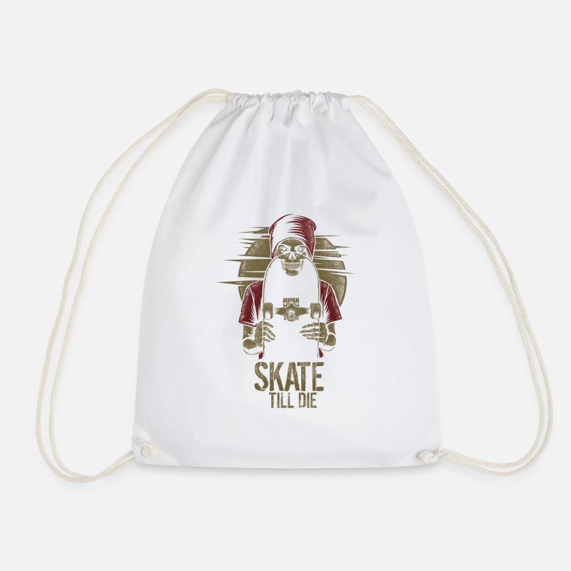 Skate Till Die - Drawstring Bag - white