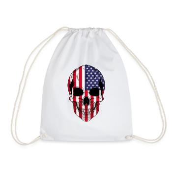 Skull USA - Drawstring Bag - white - Front