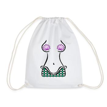 Mermaid costume shells bra - Drawstring Bag - white - Front