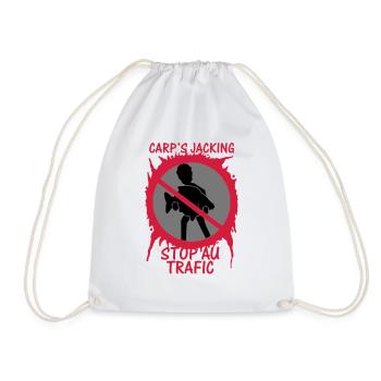 Stop traffic "CARP'S JACKING" - Drawstring Bag - white - Front