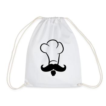 Chefkoch Mustache Moustache Kochmütze - Turnbeutel - Weiß - Vorne