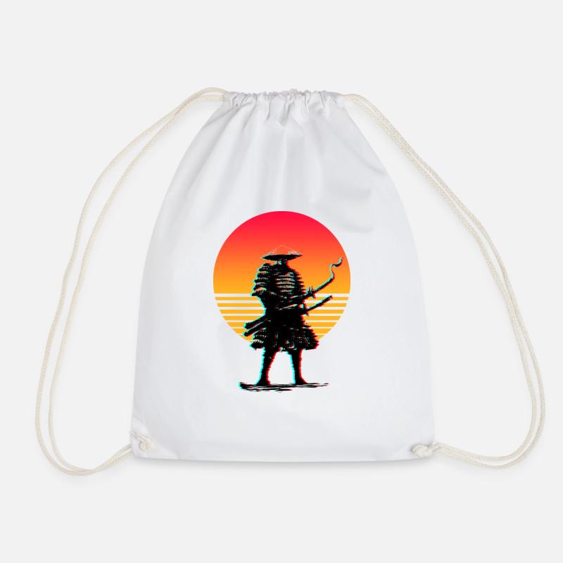 samurai orange - Drawstring Bag - white