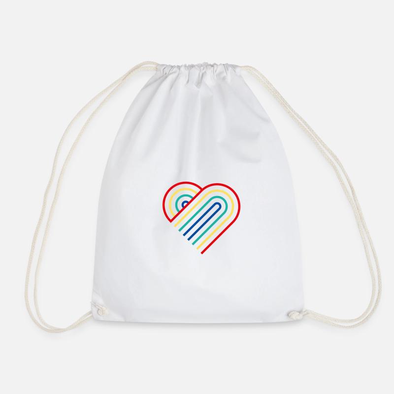 Regenbogen Herz - Turnbeutel - Weiß
