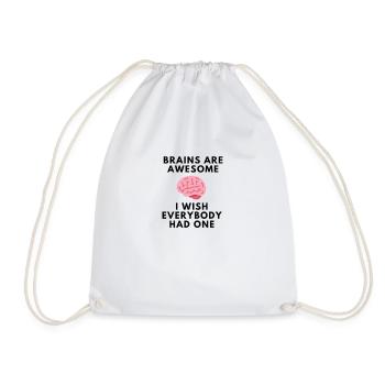 Brain smart genius funny sayings humor gift - Drawstring Bag - white - Front