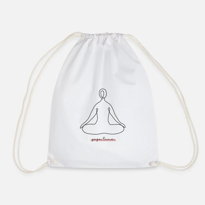Yoga Time One Line Art - Turnbeutel - Weiß