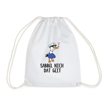 Möwe, Sabbel nich dat Geit, Geschenk - Turnbeutel - Weiß - Vorne