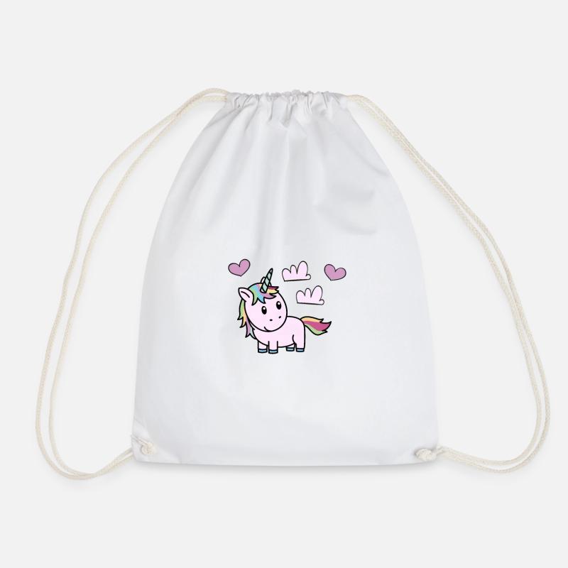 unicorn unicorn heart - Drawstring Bag - white