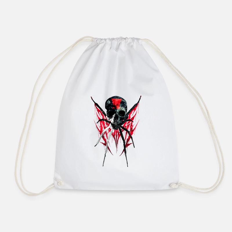 black widow skull - Drawstring Bag - white