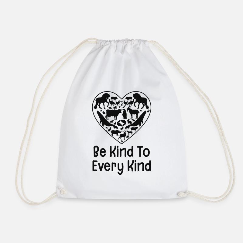 Be kind to every kind - Drawstring Bag - white