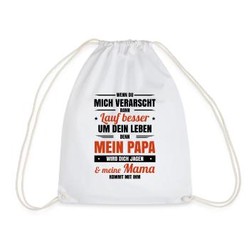 Papa Tochter Beschützter Mama lustig date Sprüche - Turnbeutel - Weiß - Vorne