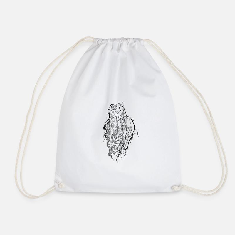 Wolf - Drawstring Bag - white
