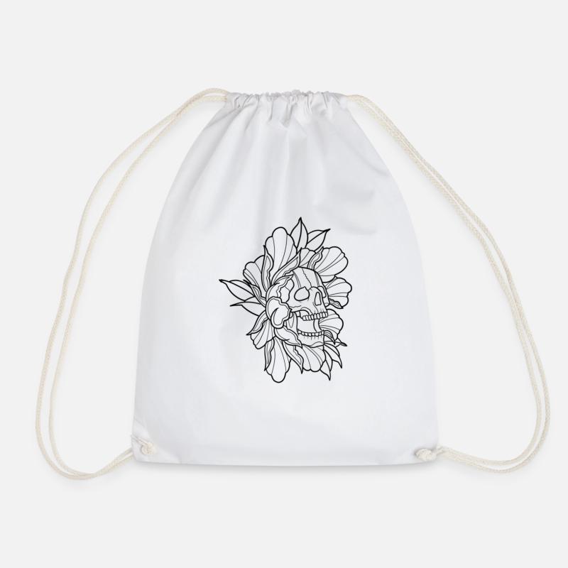 Skull - Drawstring Bag - white