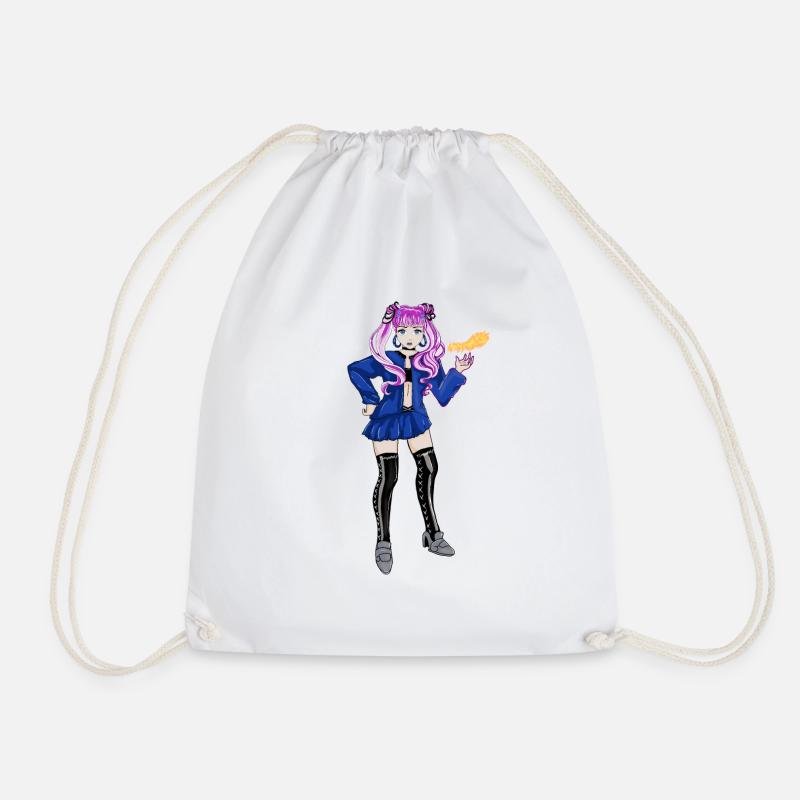 Girl face with flame - Drawstring Bag - white
