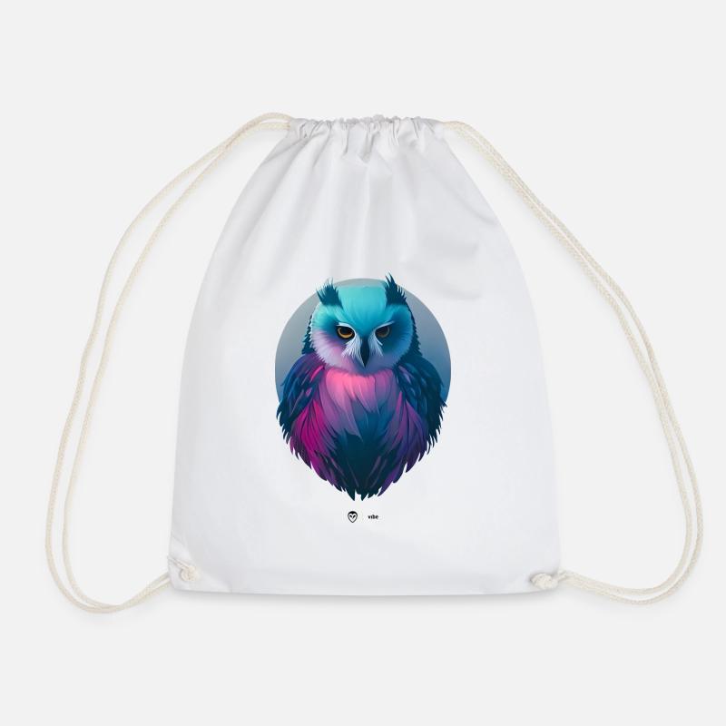Grumpy Owl - Drawstring Bag - white