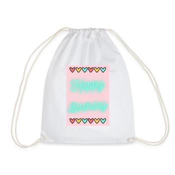BIRTHDAY,HAPPY BIRTHDAY,HAPPY BIRTHDAY - Drawstring Bag - white - Front