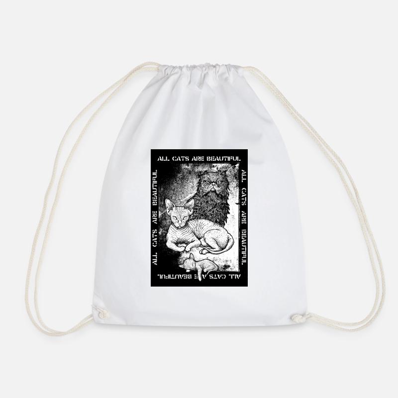 All Cats Are Beautiful - Drawstring Bag - white