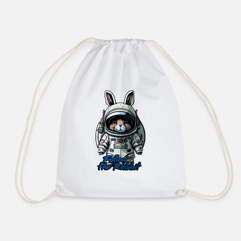 Follow the Rabbit - Drawstring Bag - white