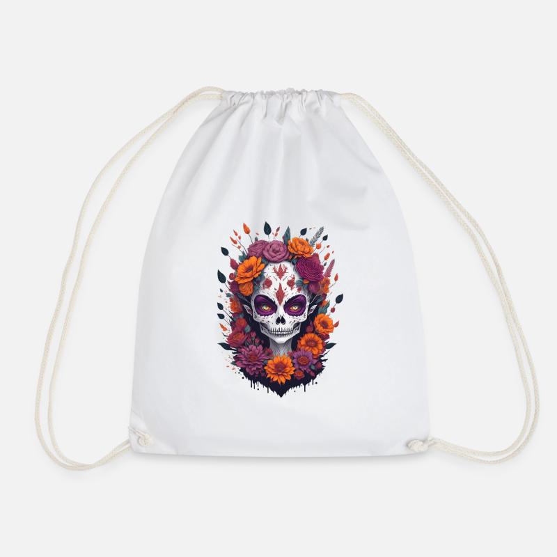 La Catrina 3 - Drawstring Bag - white