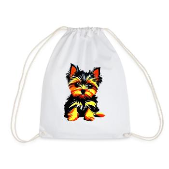 Dog Dog Owner Yorkshire Terrier Puppy - Drawstring Bag - white - Front