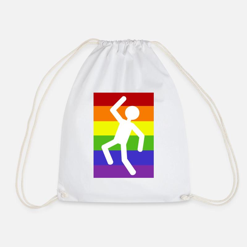Man on a rainbow background - Drawstring Bag - white
