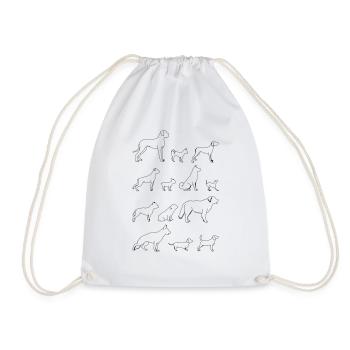 Dogs Lineart 1 - Drawstring Bag - white - Front