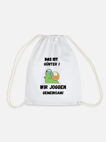 Das ist Günter wir joggen gemeinsam Schnecke - Turnbeutel - Weiß