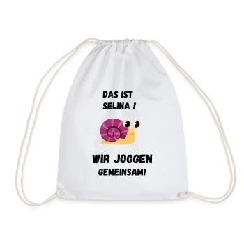 Das ist Selina wir joggen gemeinsam Schnecke - Turnbeutel - Weiß - Vorne