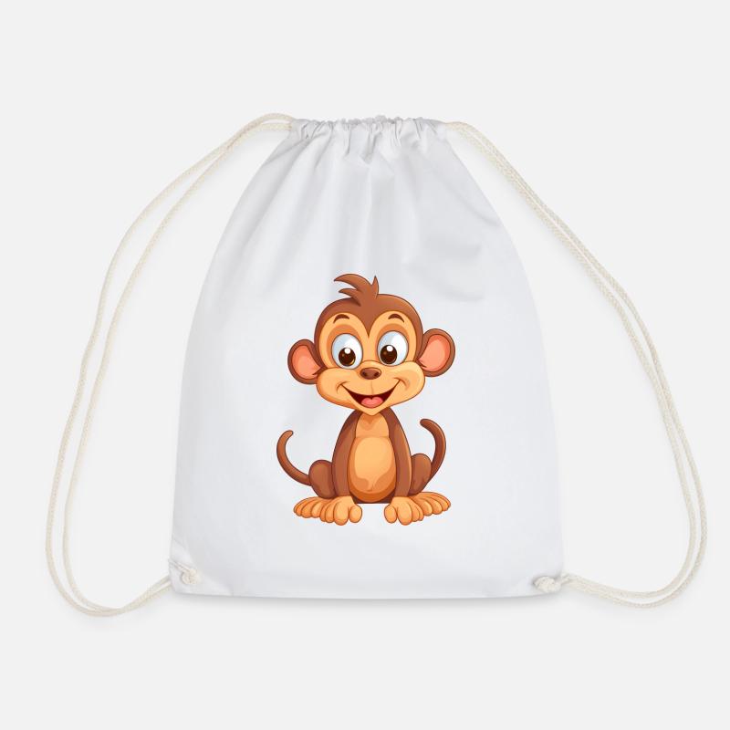 Cartoon Affe - Kleines Äffchen im Cartoon Look - Turnbeutel - Weiß