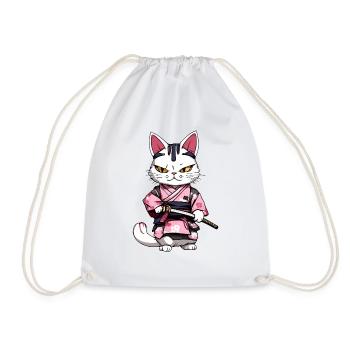 Samurai Katze & Kirschblüten #2 - Turnbeutel - Weiß - Vorne