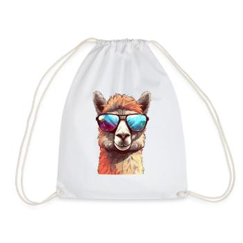 Alpaka mit Sonnenbrille - Turnbeutel - Weiß - Vorne