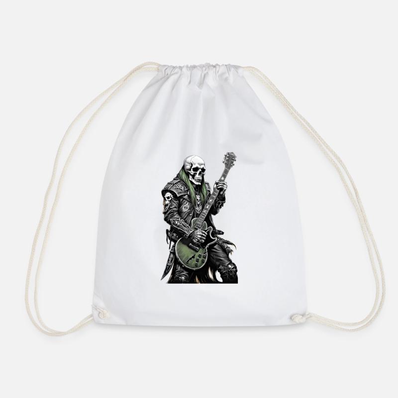 Skull Heavy Metal Guitariste vert Cheveux - Sac de sport léger - blanc