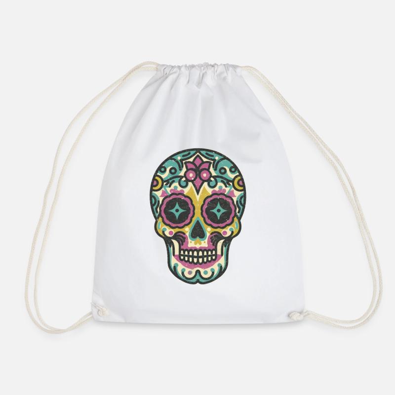 Retro Skull 2 - Drawstring Bag - white