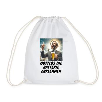 Malle godless disconnect the battery drinking beer 2 - Drawstring Bag - white - Front