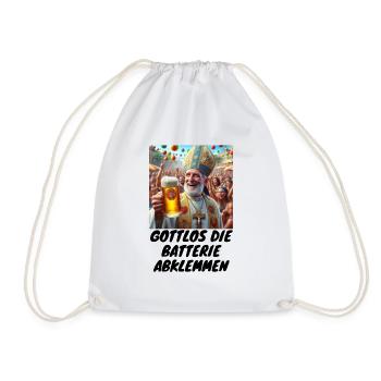 Malle godless disconnect the battery drinking beer 3 - Drawstring Bag - white - Front