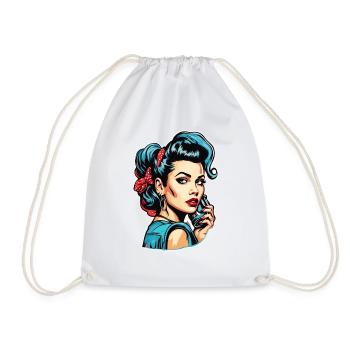 Rockabilly / Pin-up Girl / Girl Power / Années 50 - Sac de sport léger - blanc - Devant